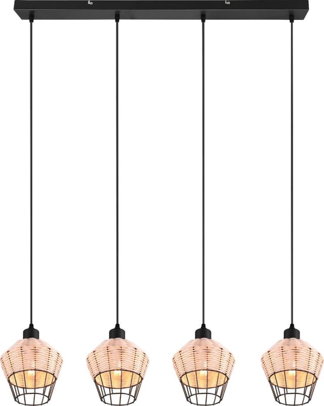 Reality Leuchten Pendelleuchte Borka Schwarz-natur 95 X 17,5 Cm E27 40 W Pendelleuchten