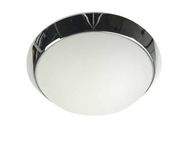 Led-deckenleuchte Rund, Opalglas Matt, Dekorring Chrom, Ø 25cm