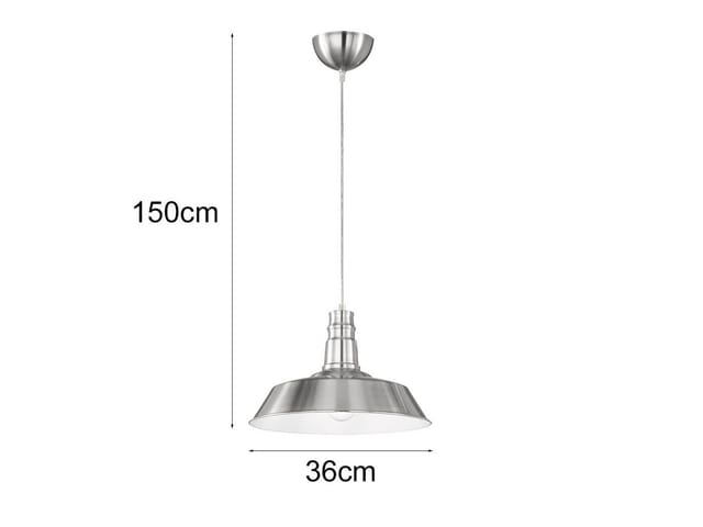 Retro Led Pendelleuchte Lampenschirm Metall Silber, Ø 36cm