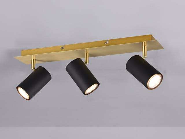 Led Deckenstrahler Schwarz Gold 3-flammig, Breite 48cm