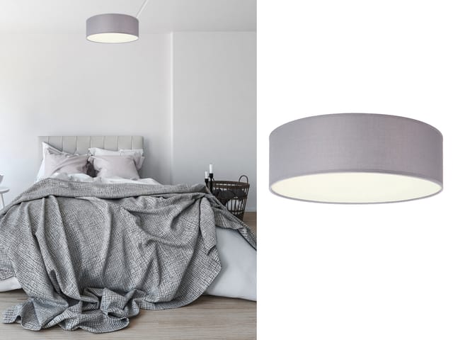 Led Deckenleuchte Stoff Grau / Abdeckung Satiniert, Ø 30cm