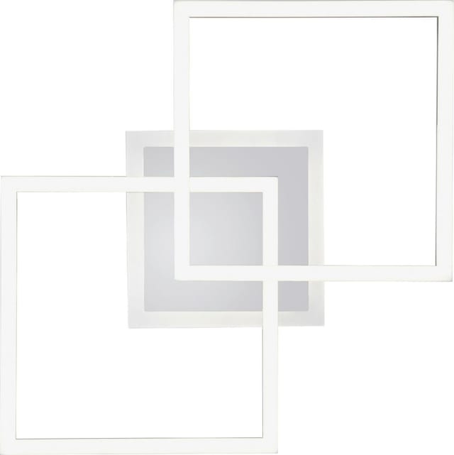 Reality Leuchten - Led Deckenleuchte Venida Eckig Chrom Weiß, Stufen Dimmer, Breite 57cm