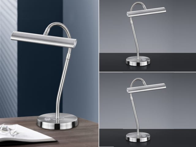 Led Schreibtischleuchte In Silber Matt, 2er Set Mit 4-stufen Dimmer