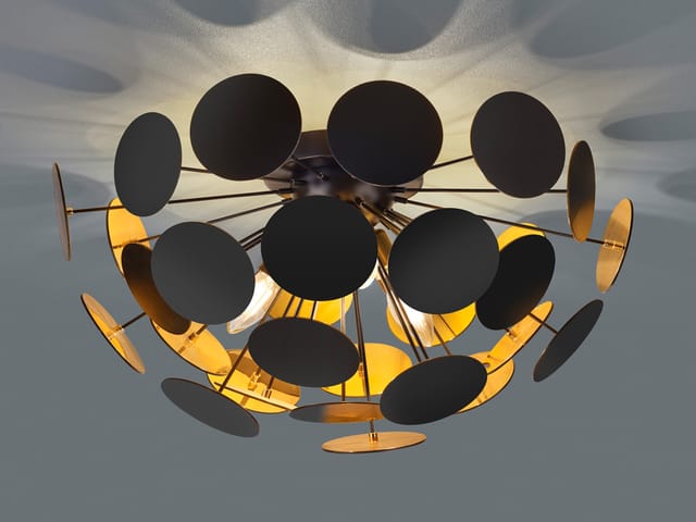 Ausgefallene Led Deckenleuchte Lampenschirm Schwarz-gold, Ø 54cm