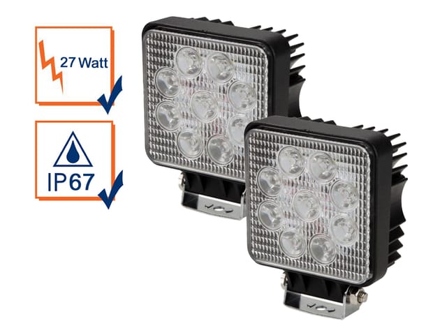 Perel - 27 Watt Led Strahler Alu 2er Set, 4250 Kelvin Neutralweiß, Ip67, 13,5x11cm
