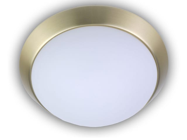 Led-deckenleuchte Rund, Opalglas Matt, Dekorring Messing Matt, Ø 45cm