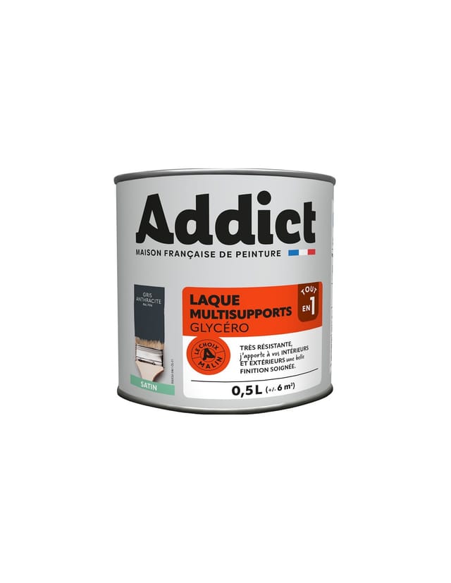 Glycéro-satin-lackfarbe 0,5 Liter Anthrazitgrau - Addict