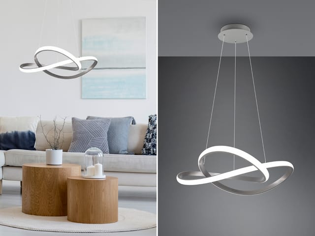 Led Pendelleuchte Course Silber Mit Stufen Dimmer, 4000k Neutralweiß, Ø 60cm