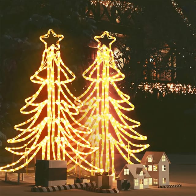 Led-weihnachtsbäume 2 Stk. Klappbar Warmweiß 87x87x93 Cm Vidaxl