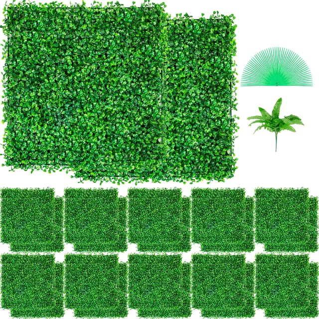 Künstliche Pflanzenwand 24 Stk. 10 X 10 Zoll, Sichtschutz Hecke Künstlich Grün, Künstliche Buchsbaumplatte Pe, Sichtschutz Kunstpflanzen 25 X 25 Cm Sichtschutzhecke Wanddekoration Pflanzenwand - Vevor