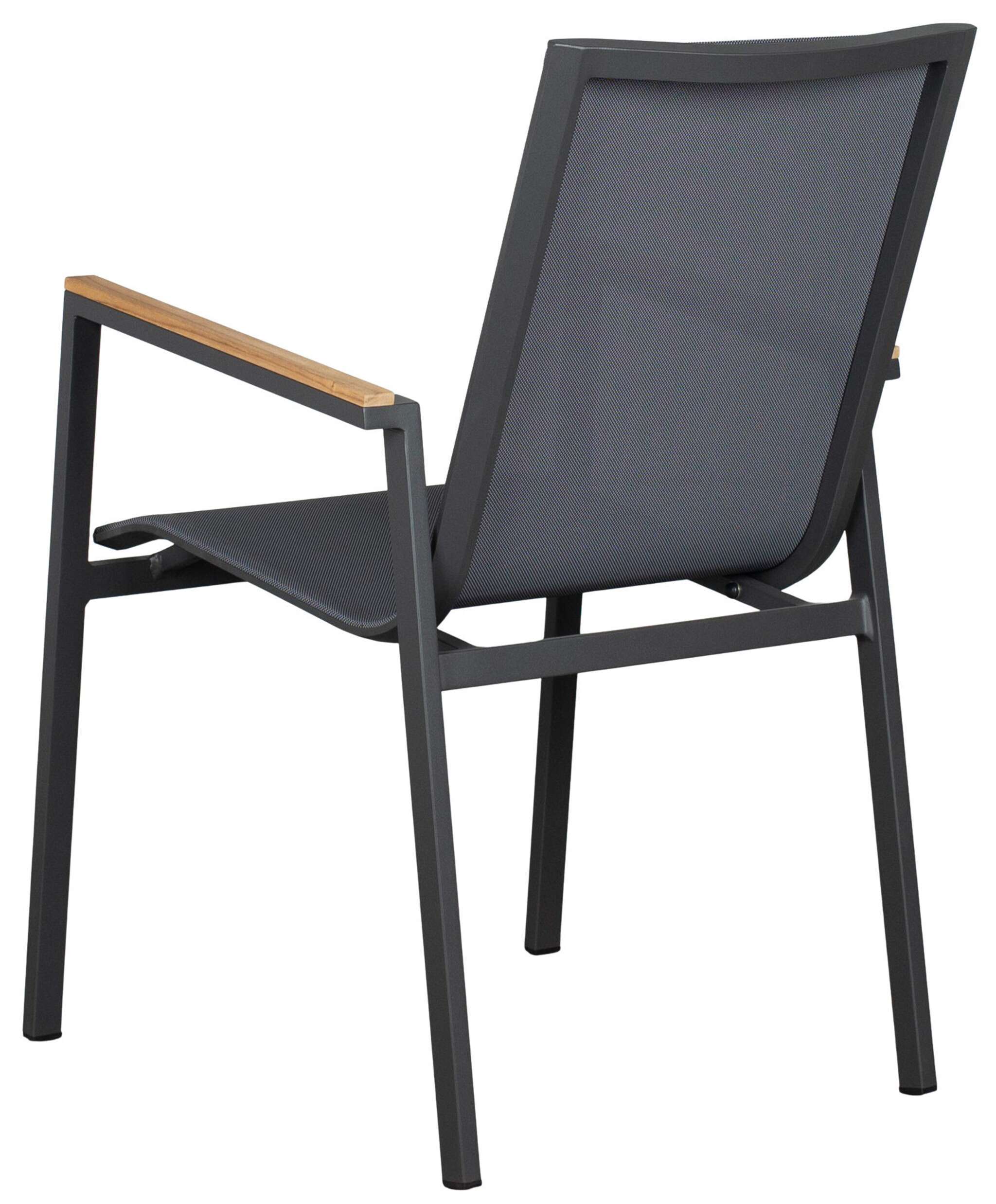 Dining Stapelsessel Montana Textilene anthrazit mit Teakarmlehne Bild 2