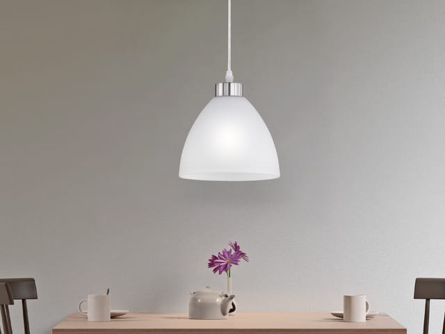Pendelleuchte Dallas Einflammig Glas Lampenschirm Weiß, Ø 20cm