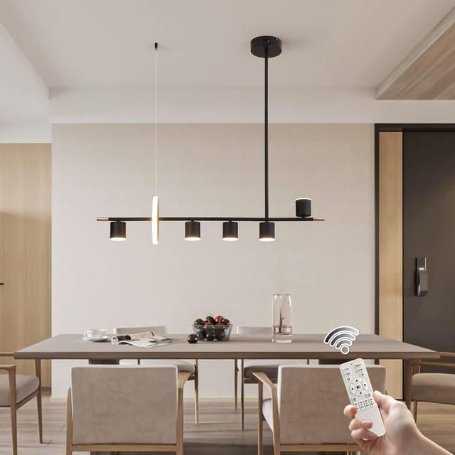 Ganeed - Moderne Schwarze Pendelleuchte, Dimmbare Led-pendelleuchte Zum Aufhängen Mit Strahlern, 101,6 Cm Moderner Led-kronleuchter, Kücheninsel, Für Tisch, Esszimmer, Bar (40 W, 6-licht, Mattschwarz)