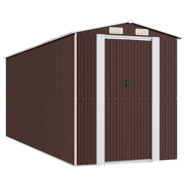 Geräteschuppen Dunkelbraun 192x523x223 Cm Verzinkter Stahl - Vidaxl