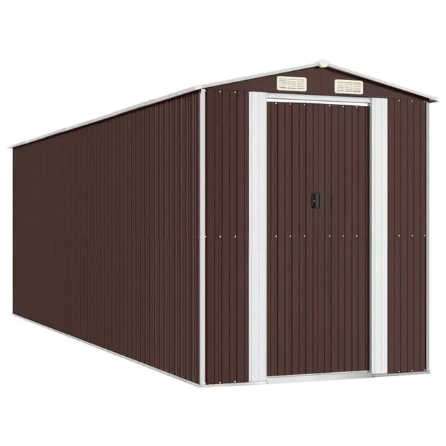Geräteschuppen Dunkelbraun 192x606x223 Cm Verzinkter Stahl Vidaxl