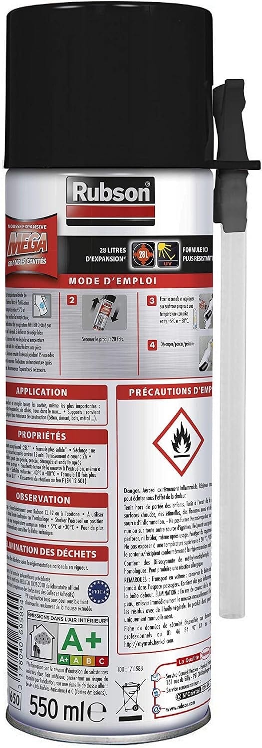 Rubson Mega Expansionsschaum 550 Ml Für Effektive Isolierung
