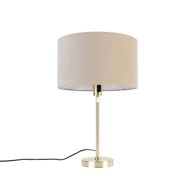 Tischleuchte Gold Verstellbar Mit Schirm Hellbraun 35 Cm - Parte