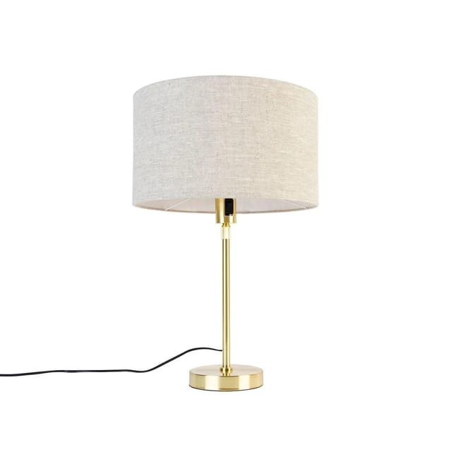 Tischleuchte Gold Verstellbar Mit Schirm Hellgrau 35 Cm - Parte
