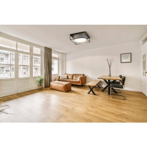 Fischer&honsel - Deckenleuchte Carre Eckig Groß Mit Leinen Stoffschirm Beige, Quadrat 50cm