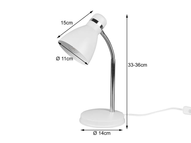 Led Schreibtischleuchte Flexibel, Chrom & Metallschirm Weiß, 33cm