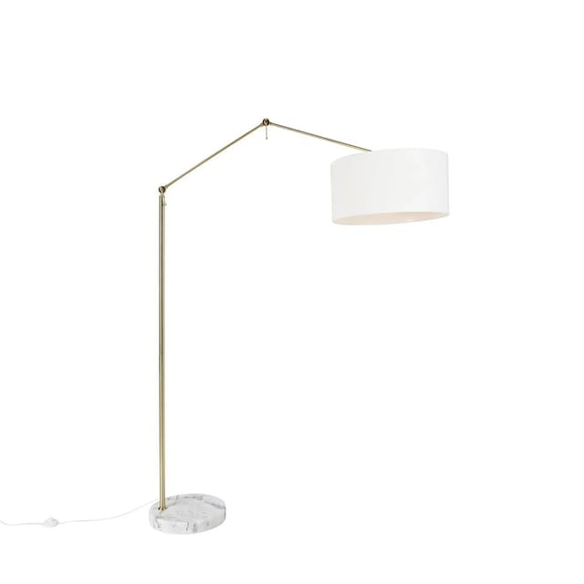 Moderne Stehleuchte Gold Mit Schirm Weiß 50 Cm Verstellbar - Herausgeber