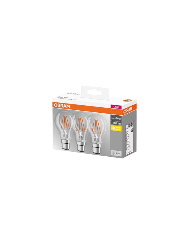 Led Standard 7w B22 X 3 Warmweiß – Box – Osram