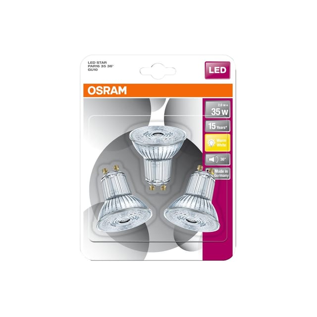 Osram - Led Star Par16 3,3w/827 230v Gu10 Blister Van 3 Lampen - 4052899388192 - 4052899388192