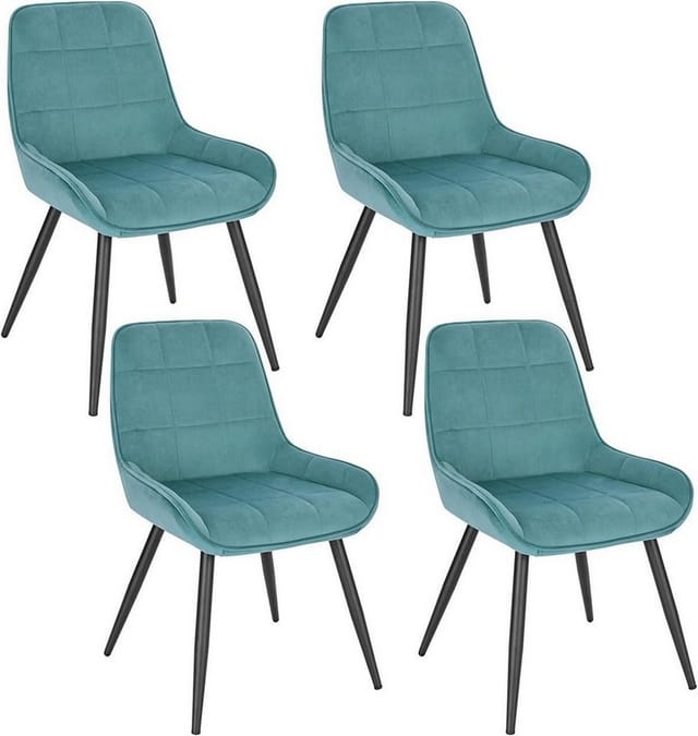Woltu Esszimmerstühle 4er Set, Polsterstuhl Samt, Küchenstuhl Gepolstert, Akzentstuhl Für Wohnzimmer Schlafzimmer Küche, Ergonomischer Stuhl Mit Rückenlehne, Türkis