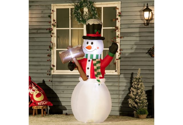 Outsunny Aufblasbarer Schneemann 180 Cm Mit Schild Aufblasbare Weihnachtsdekoration Mit Led Licht Weihnachtsdeko Wasserdichter Weihnachtsfiguren Ip44