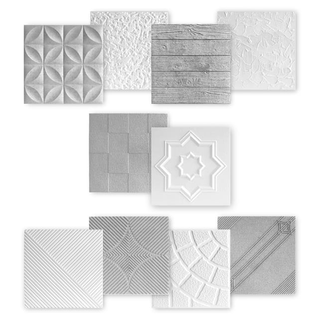 Marbet Design - 3d Wandpaneele Styropor 50x50cm Wandplatten Wandverkleidung In Weiß & Betonoptik: 2 M² / 8 Platten, Ed-5 Grau / Betongrau