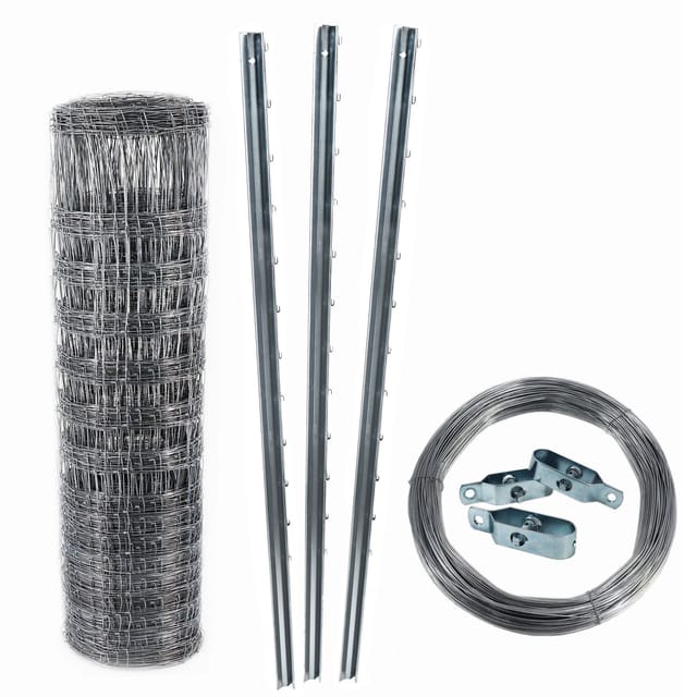 300m Wildzaun Forstzaun Knotengeflecht 100/10/30+ Pfosten + Spanndraht