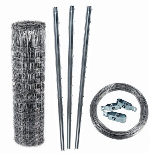 300m Wildzaun Forstzaun Knotengeflecht 125/13/30+ Pfosten + Spanndraht