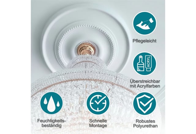 Hexim Perfect - Stuckrosette Aus Pu, B3048 Bis B3121 Weiß - Deckenrosette Stuck Wanddeko Wohnzimmer: B3073 - 610 X 520mm
