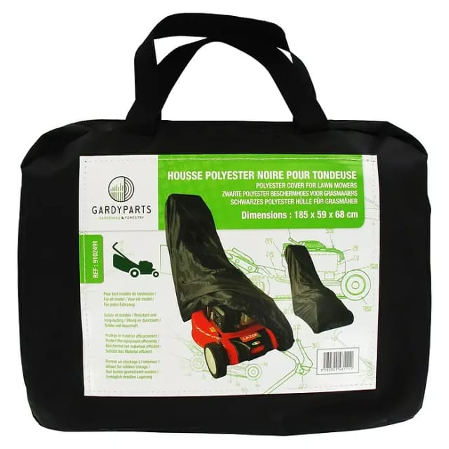 Abdeckhaube Für Rasenmäher Aus Schwarzem Polyester 185 X 59 X 68 Cm