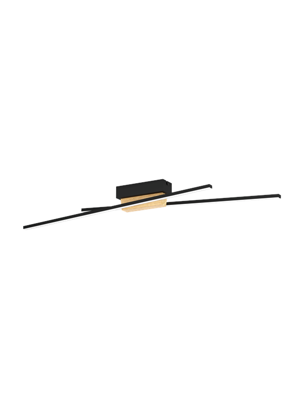 [neuwertig] B-ware Eglo Led Deckenleuchte Panagria Deckenlampe Deckenlicht Schwarz Mit Holzdetail