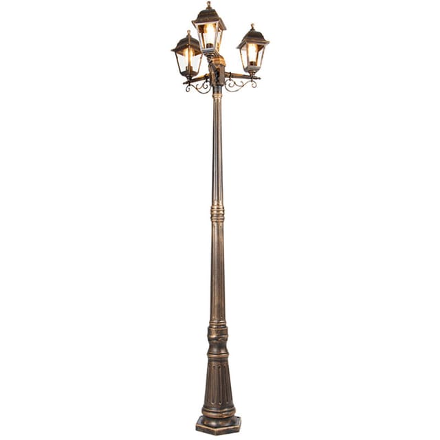 Qazqa - Smart Laterne Antik Gold 3-flammig Ip44 Inkl. Wifi St64 - Capital