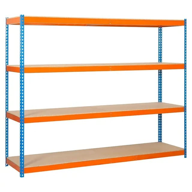 Simonforte Robuste Metallregal Blau Orange Holz 2000 Mm