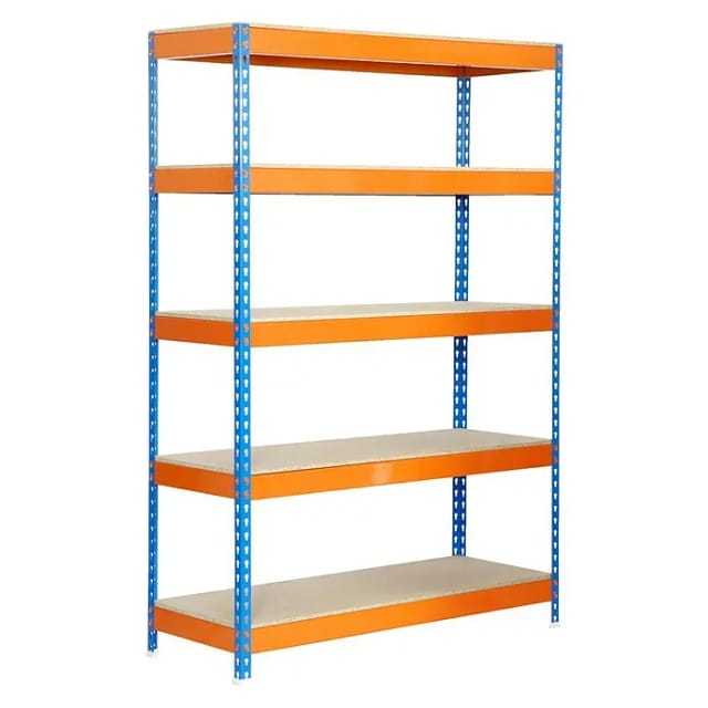 Simonrack Standardregal Aus Metall Und Holz Blau Orange 5 Ebenen