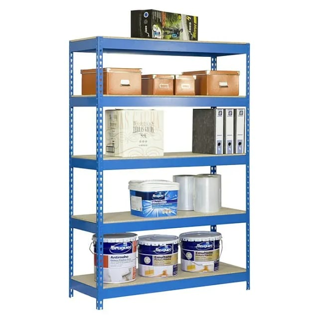 Simonrack Robuste Regalsystem Blau Holz 5 Ebenen