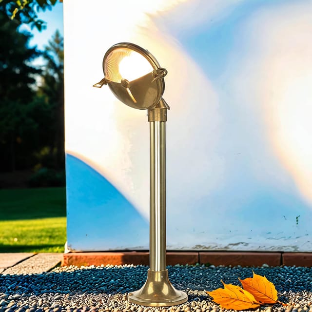 Licht-erlebnisse - Stehlampe Außen Ip54 E14 58 Cm Echt-messing Maritim Stehleuchte Außen Haus