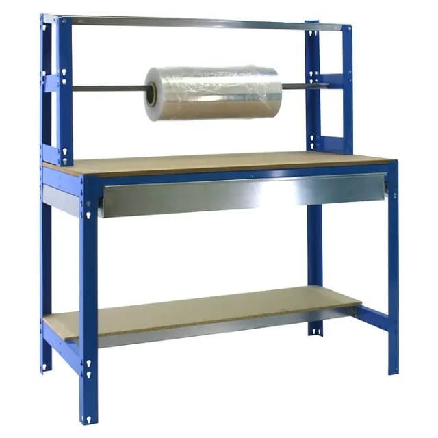 Simonrack Halbprofessioneller Arbeitstisch Blau Robustes Holz 1445x1510x760 Mm