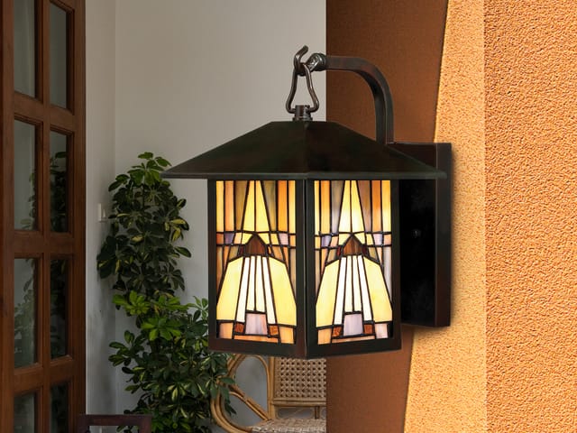 Meinewunschleuchte - Led Wandlaterne Im Tiffany Stil Für Innen & Außen, 29cm Klein