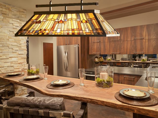 Led Pendelleuchte Im Tiffany Design Mit Buntem Echtglas, Breite 121cm
