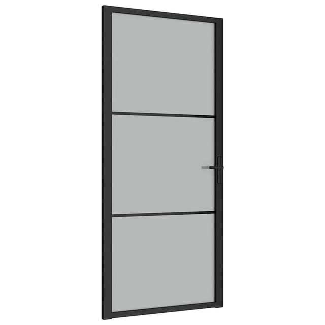 Vidaxl Innentür 93x201,5 Cm Schwarz Mattglas Und Aluminium