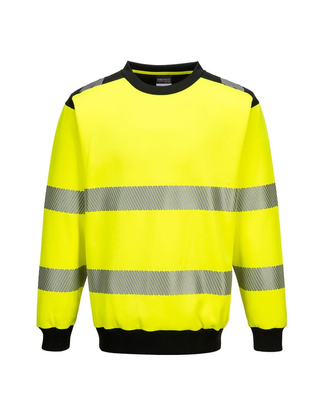 Sweatshirt Mit Rundhalsausschnitt Pw3 Hochsichtbarkeit Farbe: Gelb/schwarz Größe L - Portwest