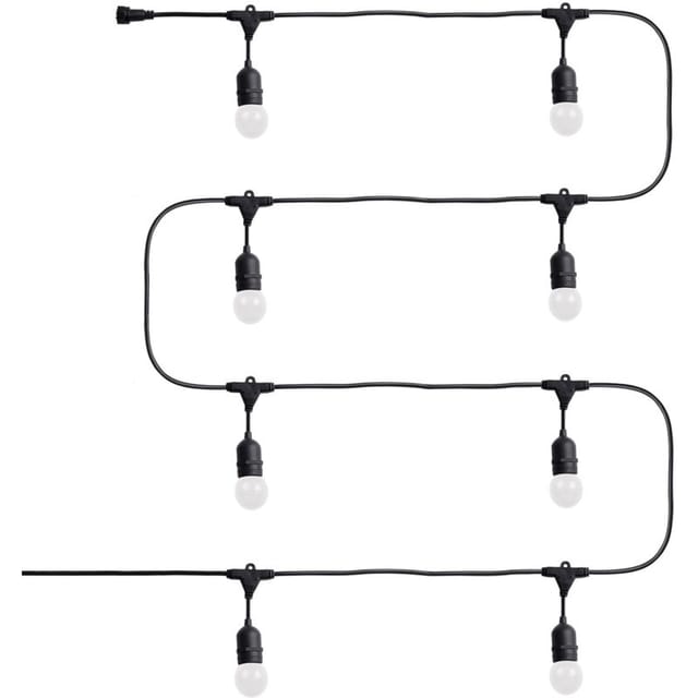 Efectoled - Set Girlande Waterproof 5.5m Schwarz + 8 Led-glühbirnen E27 G45 3w Farbig Orange