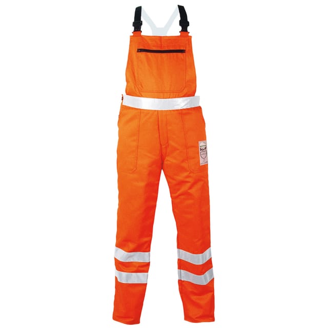 Gr .60 Birke Warn-&schnittschutz-latzhose Orange Birke Warning/forest Protec