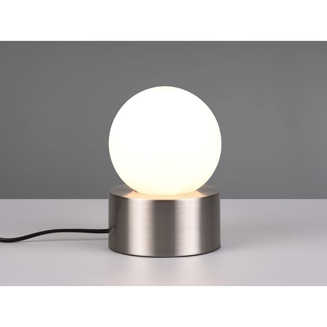 Led Tischleuchte Mit Touch-funktion, Glasschirm Weiß Silber, Höhe 17cm