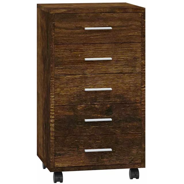 Schubladenschrank Mit Rollen Räuchereiche Holzwerkstoff - Vidaxl
