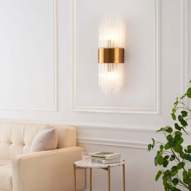 Art-deco-wandleuchte Glas Goldfarbenes Metall - Almeria